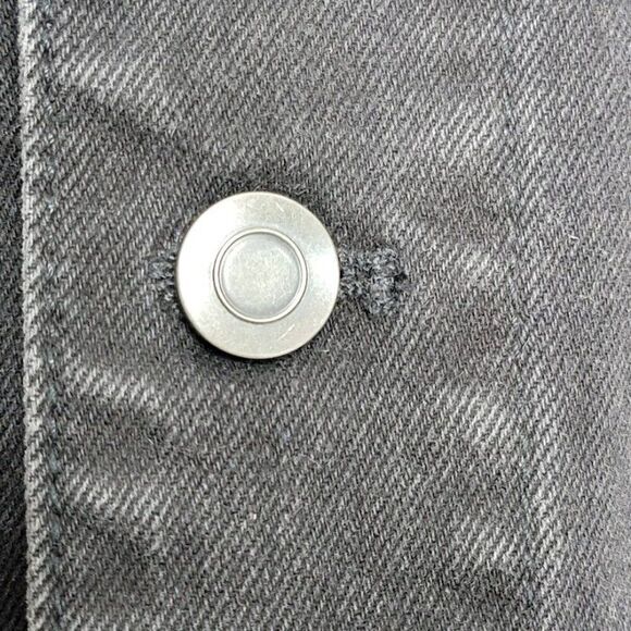 ASOS Men's Black Denim Jacket Size Large Buttons 100% Cotton - Picture 6 of 9